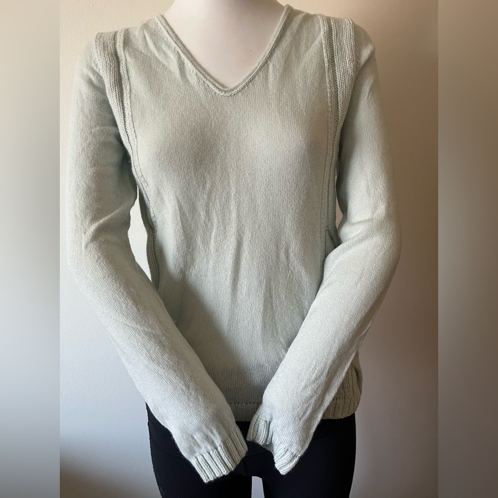 Malo Light Blue Knitted Cashmere V Neck Sweater Size 44